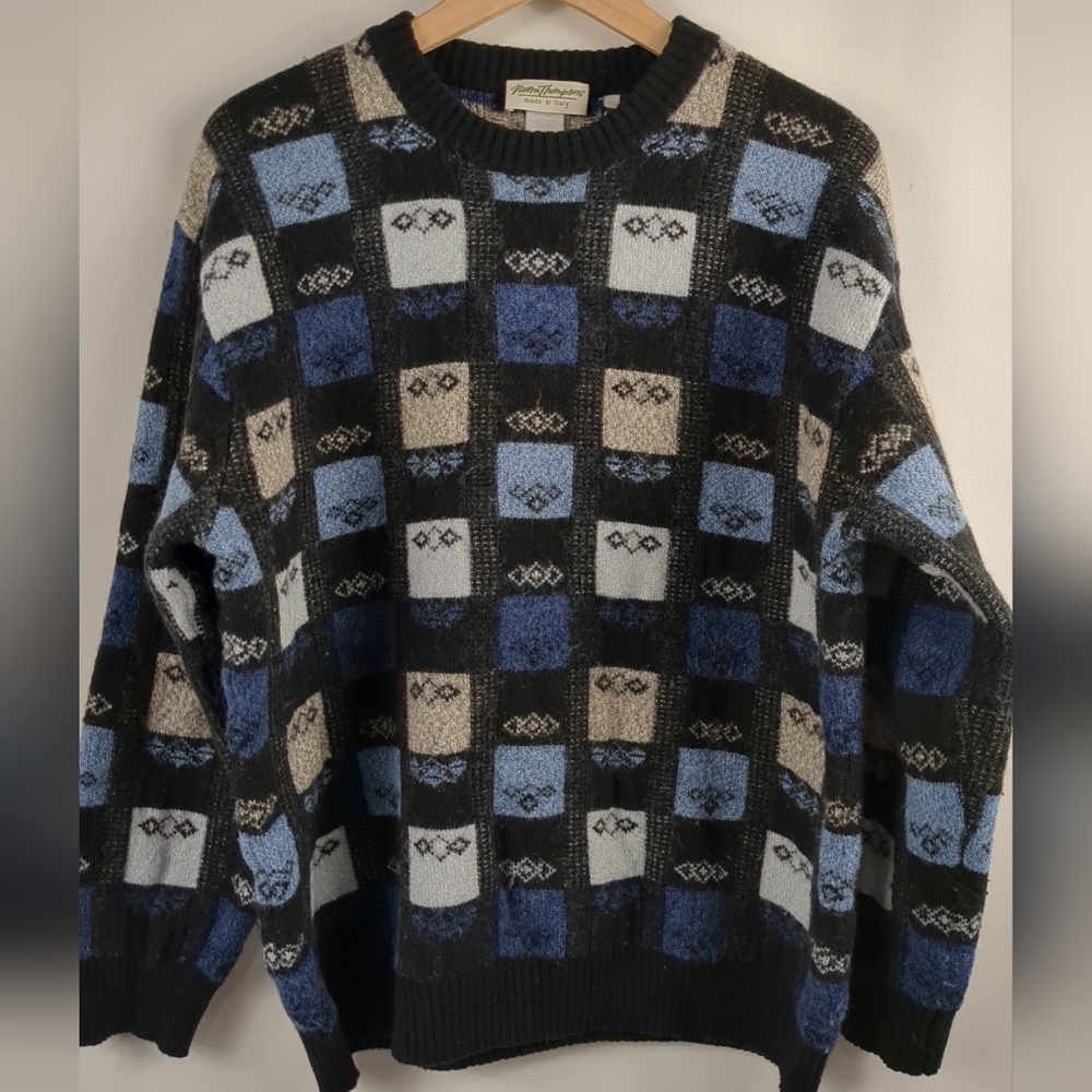 Norm Thompson Men's Crewneck Sweater - Black, Blue, Cream